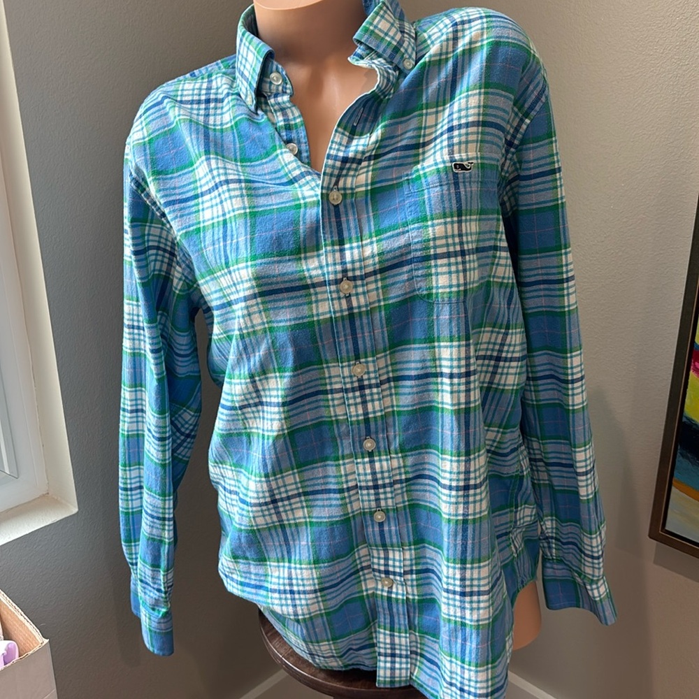 Vineyard Vines Men's Long Sleeve Slim Fit Tucker Plaid Checked Flannel Shirt L